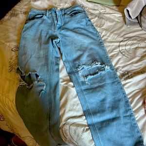 Baby blue jeans high waisted with pockets